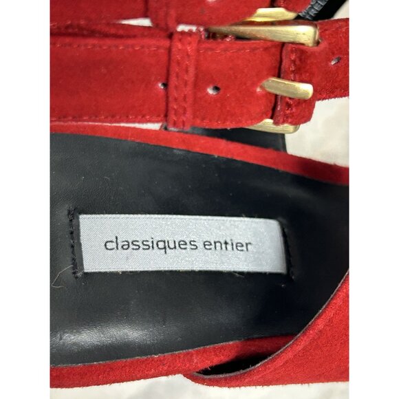 Classiques Entier Trellis Suede Strap Buckle Heels in Red - Sz 9.5M - Picture 7 of 10